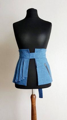 Obi Style Belt/ Wrapp Belt/ Unique Belt With Pockets/obi Style - Etsy Fitted Cotton Bottoms With Belt Detail, Belt With Pockets, Obi Style, Pleated Denim Skirt, Diy Aesthetic, Denim Belt, Blue Belt, Obi Belt, Upcycle Jeans