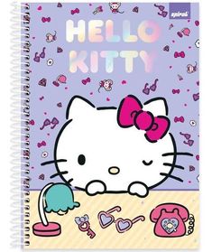 a hello kitty notebook with the words hello kitty on it