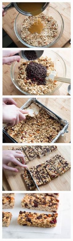 the process for making granola bars is shown