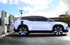 an electric car plugged in to a charging station