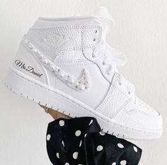 Wedding Shoes Jordans, White Wedding Jordans, Wedding With Jordans Shoes, Wedding Sneakers For Bride Nike, Wedding Shoes Bride Jordans, Custom Wedding Jordans, Bridal Jordans, Custom Jordan 1 Wedding, Wedding Jordans Sneakers