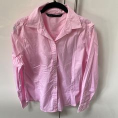 Like New, Never Worn Zara Blouse; Perfect For The Office In The Upcoming Fall. Soft Fabric. Made In Spain. Zero Imperfections. Pet And Smoke Free Home. 20” Bust Approximately 23” Length Zara Long Sleeve Top For Office, Zara Pink Collared Tops, Pink Collared Zara Top, Zara Long Sleeve Tops For Daywear, Zara Cotton Office Blouse, Zara Pink Cotton Shirt, Zara Pink Button-up Top, Zara Pink Button-up Blouse, Pink Cotton Zara Shirt