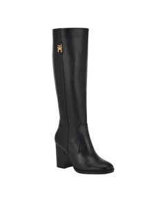 in stock Black Knee High Boots Low Heel, Knee High Boots Low Heel, Boots Low Heel, Tommy Hilfiger Boots, Tall Black Boots, Plastic Heels, Fall Boots, Black Knee High Boots, Black Boots Tall