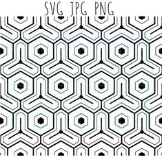 an abstract geometric pattern with black and white hexagonals on the bottom half