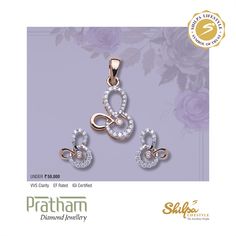 Bringing to You bit of a Sparkle and Magic with these Beautiful Pendant Set from day to day wear, Affordable Real Diamond Jewellery of the Pratham Collection presented by Shilpa Lifestyle, Rajkot.  Beautiful Diamond Pendant Set @ Shilpalifestyle.com  #DiamondPendantSet #BridalJewellery #Jewellery #DiamondJewellery #WeddingJewellery #Fashion #JewelleryShowroom #WomenJewellery #ShilpaLifeStyle Real Diamond Jewellery, Cz Jewellery, Diamond Pendant Set, Kids Jewellery