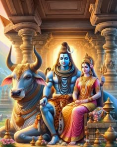 an image of the hindu god and his cow