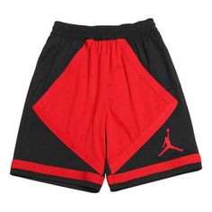 Air Jordan Dri-Fit Flying Man Logo Splicing Sports Shorts Red/Black CZ2507-010 (Men's) Black Activewear With Contrast Color For Training, Black Cotton Color Block Bottoms, Black Patchwork Shorts, Black Sports Bottoms With Contrast Color, Red Activewear Shorts For Sports, Red Activewear For Sports Events, Red Bottoms With Built-in Shorts For Sports Events, Black Sporty Shorts With Contrast Color, Red Sportswear Shorts For Sports Season