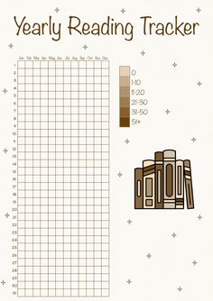 an image of a printable reading tracker with books on it and the words, yearly reading tracker