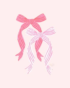 two pink and white bows tied together on top of each other in the shape of a bow