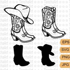 cowboy boots and hat svg cut file