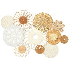 several different types of decorative items on a white background