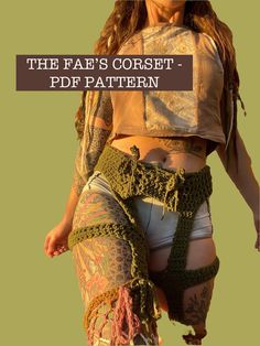 a woman in shorts and top with the words, the fab's corset - df pattern