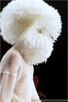 Unknown Nightlife Photography, Health Art, Weird Fashion, Wool Knit, Bad Hair, Pom Poms, Fashion Details, Costume Design, Headdress