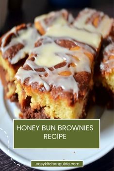 honey bun brownies recipe on a white plate