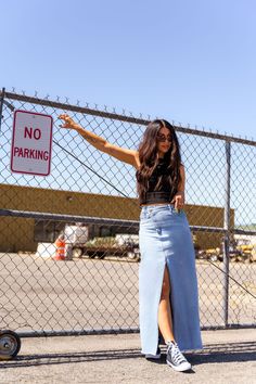 LALA ORIGINAL: Don’t Kill My Vibe Criss Cross Denim Maxi Skirt