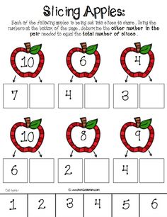 the printable worksheet for adding apples to numbers and counting them in order