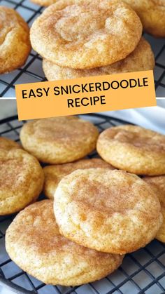 two pictures side by side with the words easy snickkerdoodle recipe