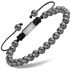 This MagnetRX hematite magnetic bracelet contains the highest strength magnetic hematite beads - 3x more powerful than other magnetic hematite bracelets on the market. Magnetic therapy bracelets are an all-natural and effective alternative medicine that have been used to promote pain relief, reduce inflammation, improve circulation, positive energy, and much more! Adjustable Hematite Bracelet, Black Magnetic Hematite Bracelets, Magnetic Hematite Bracelet, Hand-strung Hematite Stretch Bracelet As Gift, Hand-strung Black Hematite Bracelets, Magnetic Beads, Hematite Stone, Hematite Bracelet, Calming Stones