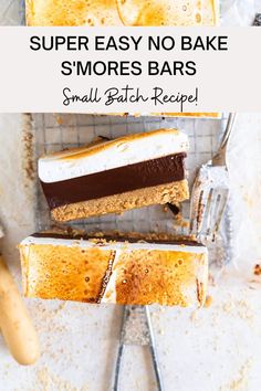 no bake small batch s'mores bars with toasted marshmallow