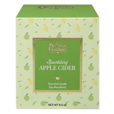 an apple cider in a green box