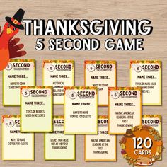 the thanksgiving 5 second game is shown with an image of a bird on top of it