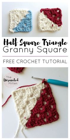 crochet square with text that reads half square triangle granny square free crochet pattern