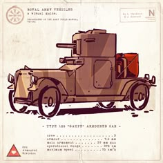 an old army vehicle is shown in this drawing