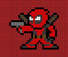 an image of a pixellated deadpool character