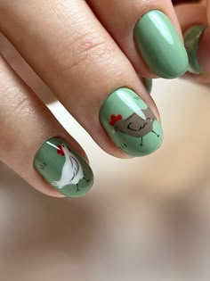 Nails With Chickens, Nature Nails Ideas, Farm Theme Nails, Animal Inspired Nails, Farm Nail Art, Farm Animal Nails Designs, Funny Nails Design, Chicken Nails Designs, Tractor Nails