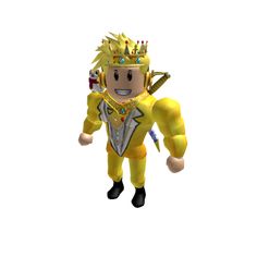 a cartoon character wearing a yellow suit and crown