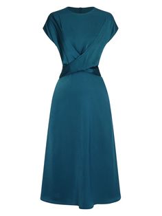 Blue 1940s Solid Irregular Waist Dress | Retro Stage 1950 Fashion Women Classy, 1950 Fashion Women, Best Dress For Girl, Blue Vintage Dress, Retro Stage, Vintage Dress Blue, 1950 Fashion, 1930s Dress, Standard Dress