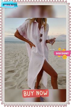 Women's Casual Solid Color Long Sleeve Midi Dress Beach Summer Midi-length Shirt Dress, Beach Summer Midi Length Shirt Dress, Long Shift Midi Dress For The Beach, Knee-length Shirt Dress With Pockets For Beach, Beach Shirt Dress With Pockets And Midi Length, Summer Midi-length Beach Shirt Dress, Summer Midi Length Shirt Dress For Beach, Beach Midi Shirt Dress With Pockets, Summer Beach Midi Shirt Dress