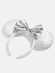 Don't miss out on ear-resistibly cute fashion with the Minnie Mouse Disney Ears Headband. Designed with white sequins and Minnie's signature bow, these ears are perfect for every fashion-loving Disney fan. This is an officially licensed Disney product. Wedding Mickey Ears, Rhinestone Mickey Ears, Stitch Room, Mini Mouse Ears, Diy Disney Ears, Disney Ears Headband, Diy Mickey Ears, Disney Headbands, Disney Mickey Ears