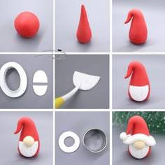 the steps to make santa claus toothbrush holder