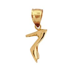 For a bold sense of style, this robust 14k gold 3d high heel shoe charm is just what your household jewelry collection needs. This SKU# 6122YG is handcrafted to order from 14-karat solid yellow gold (not plated). If you prefer it in 14k white gold, simply, include a note with your order. Featuring a polished finish and a 3-dimensional backside, creating a two-sided design. It does not include a chain and comes in a jewelry box. Weighs approximately 1.7g and measures 15mm (0.59 inches) in width b Fine Jewelry Bracelets, Shoe Charms, Bracelets And Charms, Gold Charm, Solid Yellow, High Heel Shoes, High Heel, Jewelry Box, Jewelry Collection