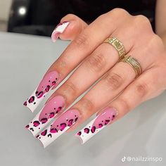 Acrylic Nail Designs Coffin, Cheetah Print Nails, Colored Acrylic Nails, Girly Acrylic Nails, Simple Acrylic Nails, Exotic Nails, Long Acrylic Nails Coffin, Unique Acrylic Nails, Bling Acrylic Nails