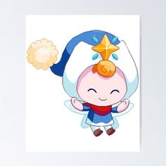 a cute cartoon character with a star on his head and a scarf around his neck