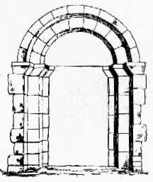 an old drawing of a stone archway