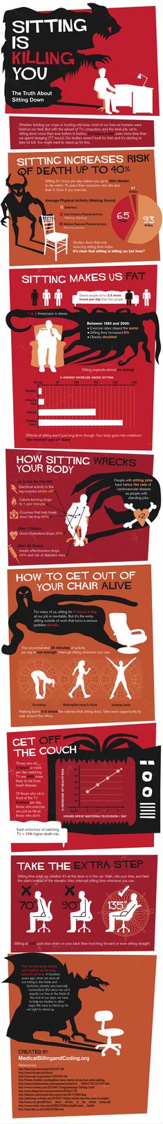 Infographic "Sitting is killing you" Být Fit, Body Fitness, Health Info, Physical Therapy, Get In Shape, Healthy Tips, Get Healthy, Natural Health, Home Remedies