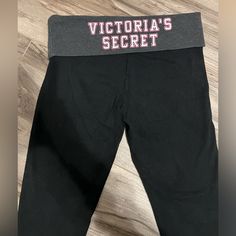 Pretty Much Brand New Fold Down 3/4 Length Black Victoria’s Secret Leggings, Size Medium. No Holes, No Stains And No Rips Awesome Condition Secret Pants, Pretty Much, Victoria’s Secret, Victoria Secret Pink, Pant Jumpsuit, Pink Ladies, Victoria's Secret, Cute Outfits, Pants For Women