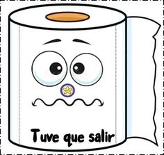 a cartoon toilet paper with an angry face on it's side and the words tuve que salr written in spanish