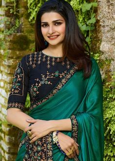 Prachi Desai Bottle Green Embroidered Art Silk Saree Saree 2031SR05 Mehandi Colour Saree, Georgette Saree Party Wear, Latest Saree Blouse Designs, Latest Saree Blouse, Bollywood Designer Sarees, Latest Saree, Color Party