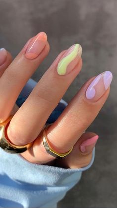 70s Acrylic Nails, Nails Ete, Unghie Sfumate, Kutek Disney, Pastel Nail, Minimal Nails, Nail Swag, Easter Nails, Pastel Nails