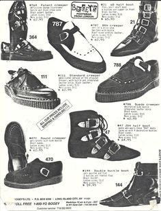 80s Goth Shoes, Brothel Creepers, Steel Toed Boots, 80s Boots, 80s Shoes, Pointy Boots, Gothic Mode