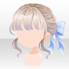 an animated image of a woman's head with a blue bow in her hair