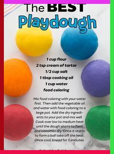 the best playdough recipe for kids to make with their favorite colors and flavors