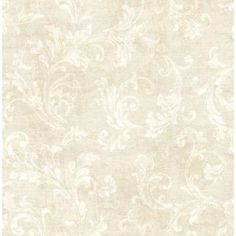 a white wallpaper with an ornate design on it