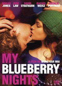 the movie poster for my blueberry nights starring two young women kissing each other and smiling