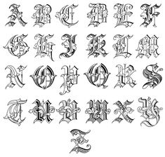 an old english alphabet with different letters and numbers