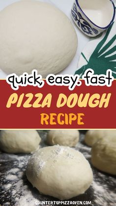 quick, easy fast pizza dough recipe for the whole family to make at home with only 3 ingredients